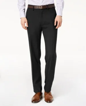 Kenneth Cole Reaction Mens Modern fit Dress Pants 36 / 32 Black Solid Stretch