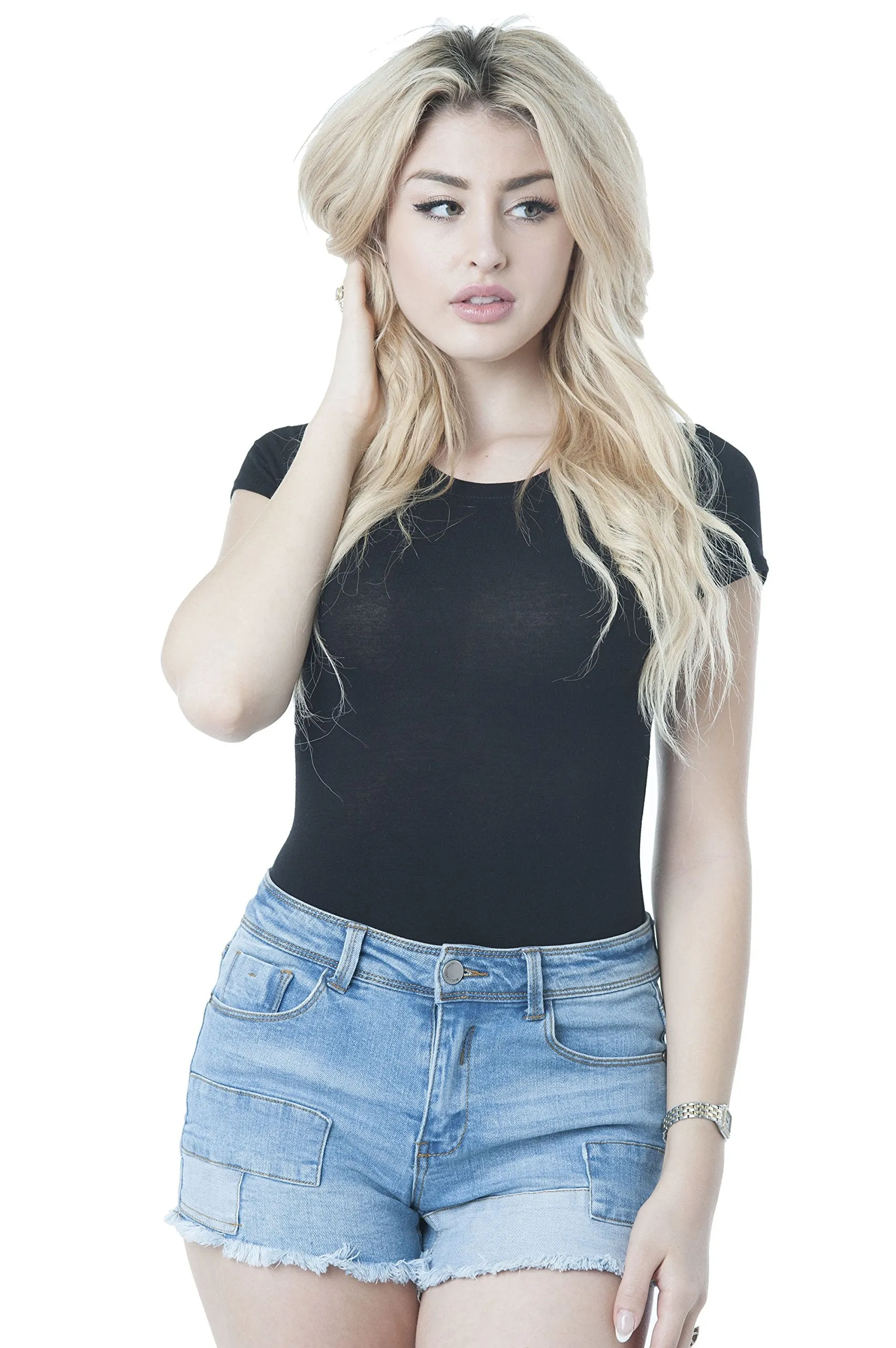 Khanomak Plain Short Sleeve Thong Bodysuit