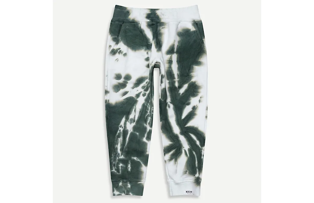 Kids Tie Dye Joggers in Dark Green