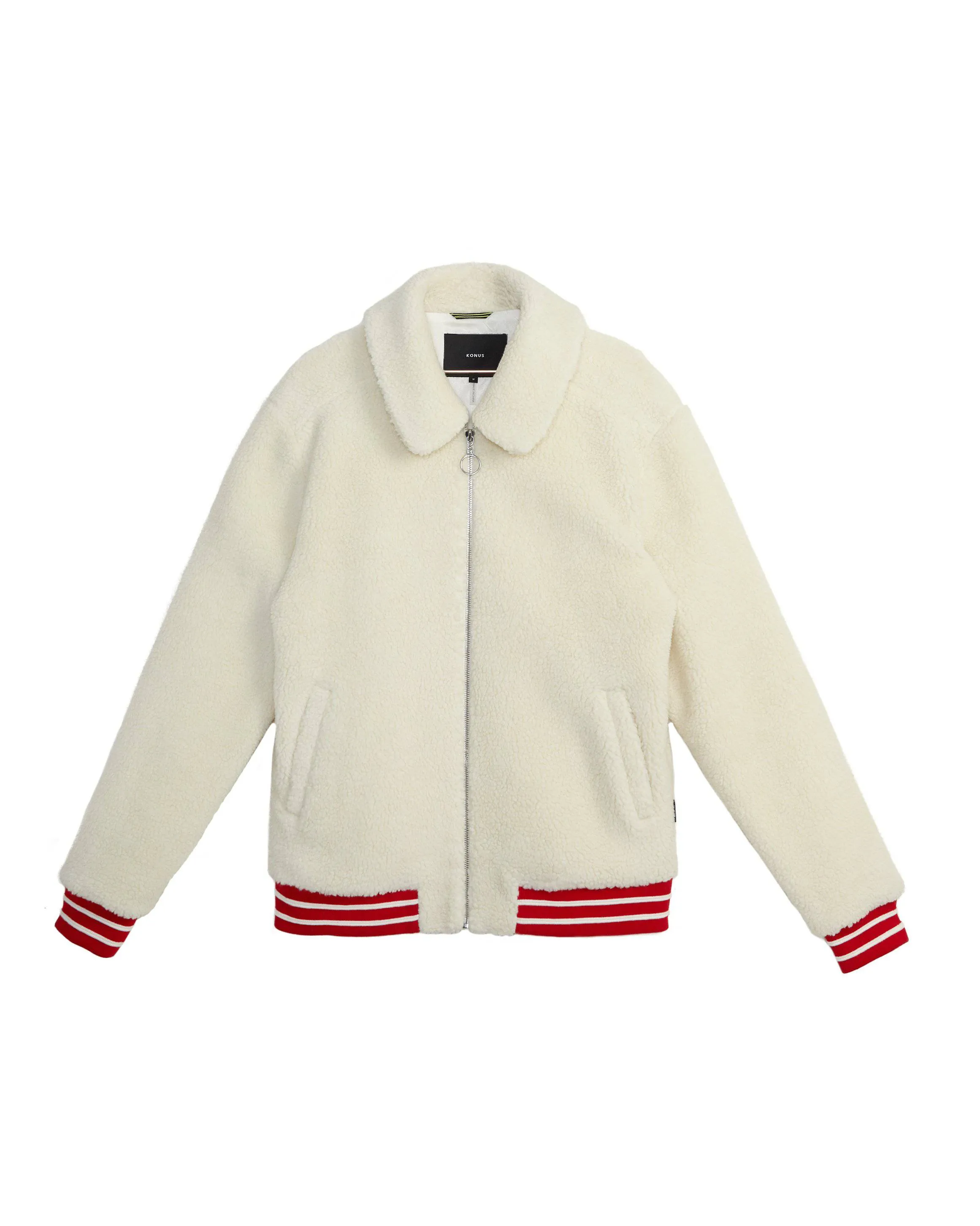 Konus Men's Sherpa Zipup Jacket in Off White