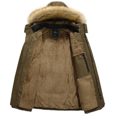 Koudher - Parka Winterjas Heren – Winddicht met Warme Voering en Bontkraag