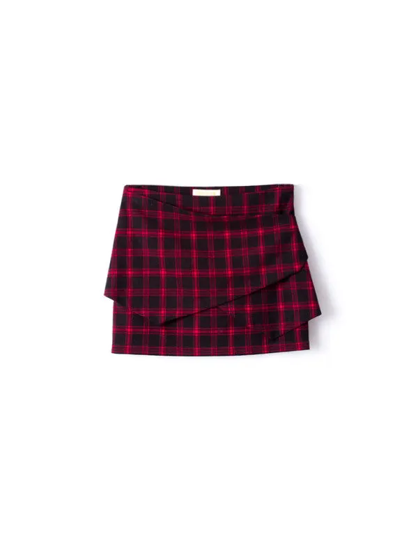 layered piece plaid skirt