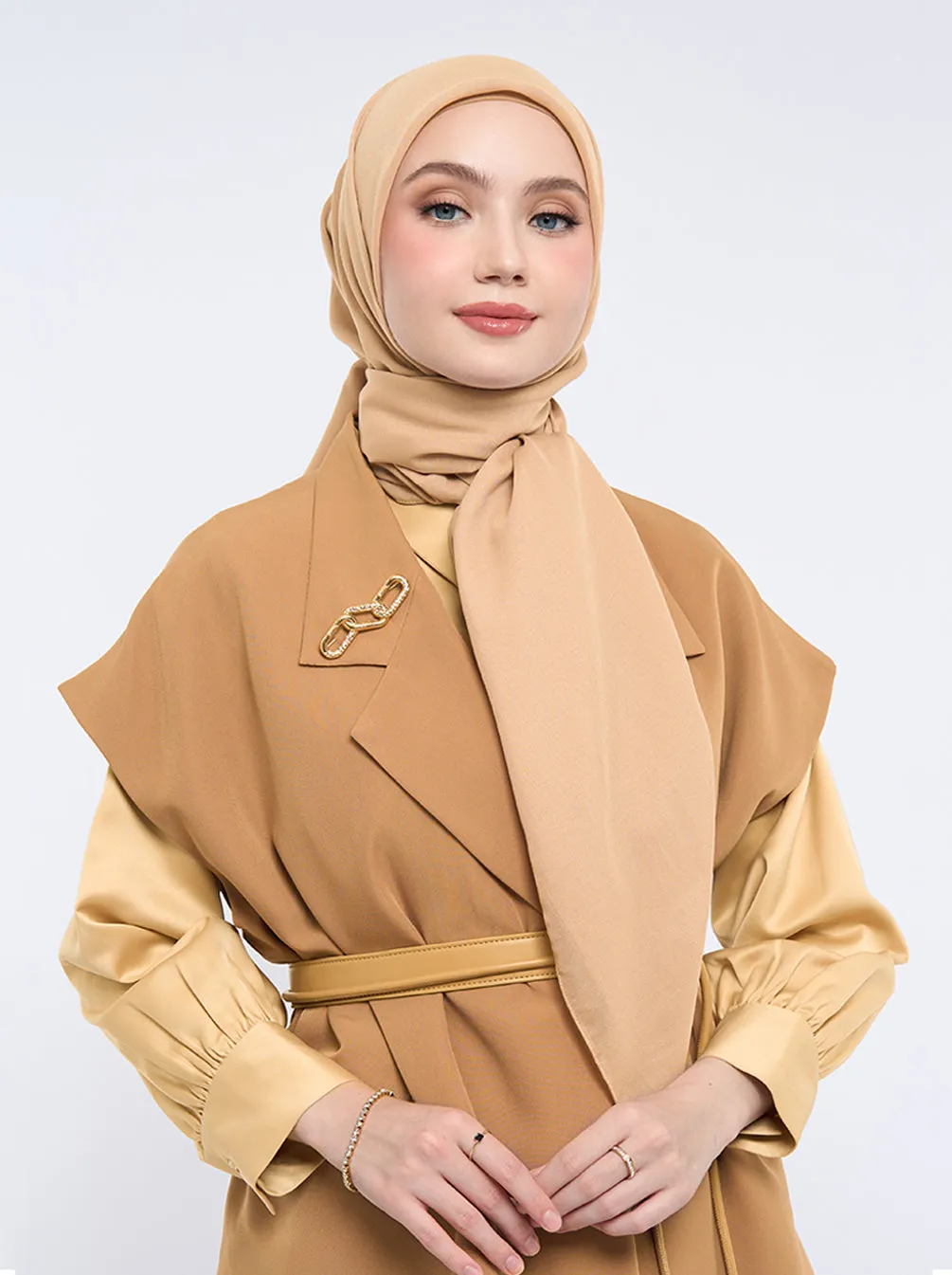 LIGHT VOILE SCARF PLAIN CARAMEL