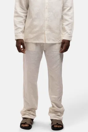 LINEN STRAIGHT LEG PANTS WHITE