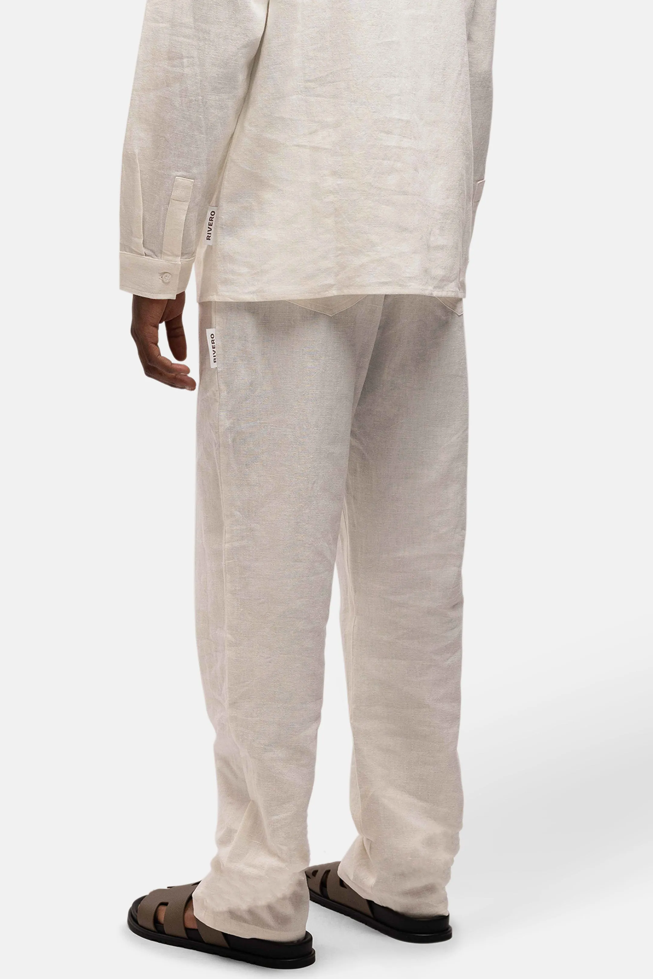 LINEN STRAIGHT LEG PANTS WHITE