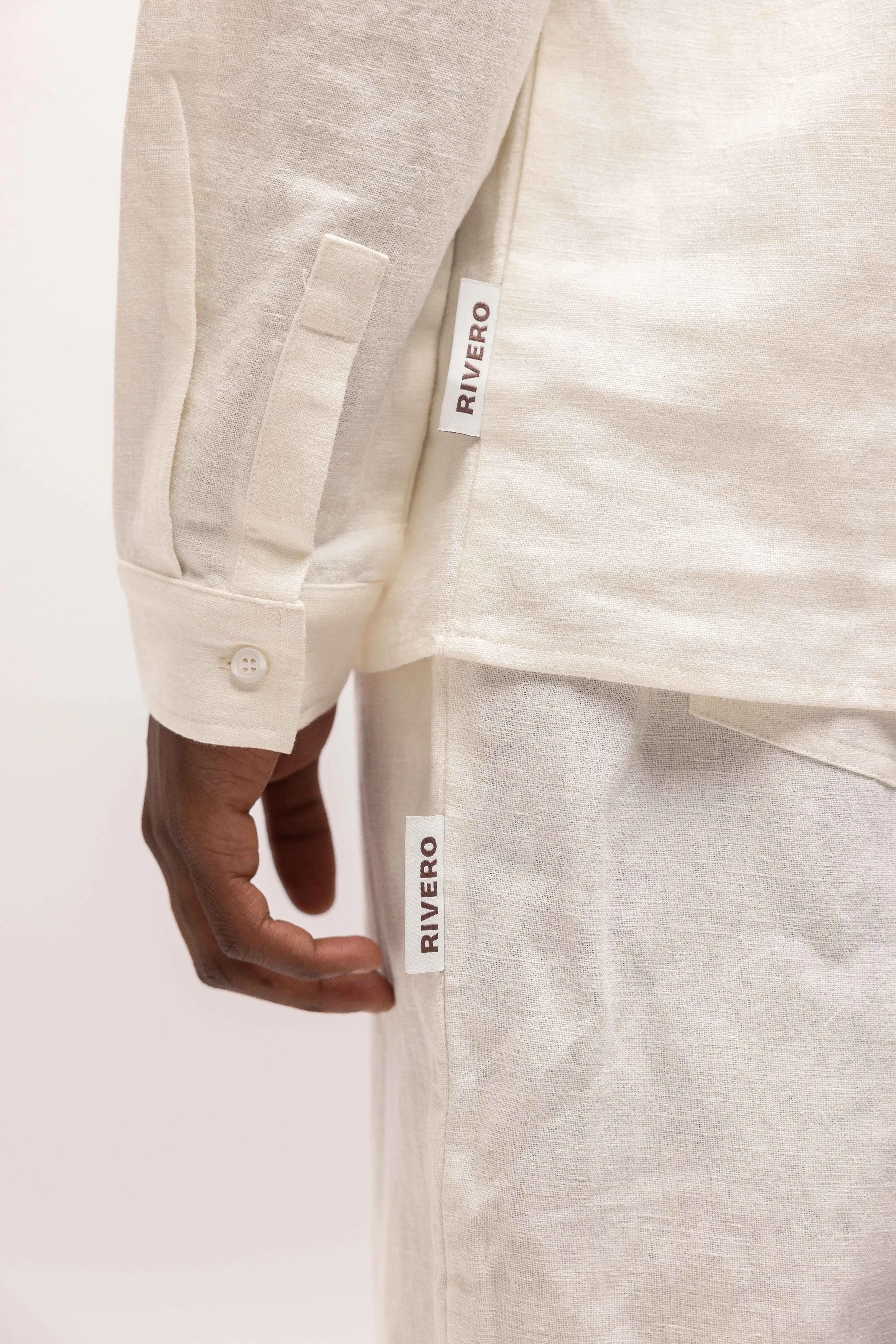 LINEN STRAIGHT LEG PANTS WHITE