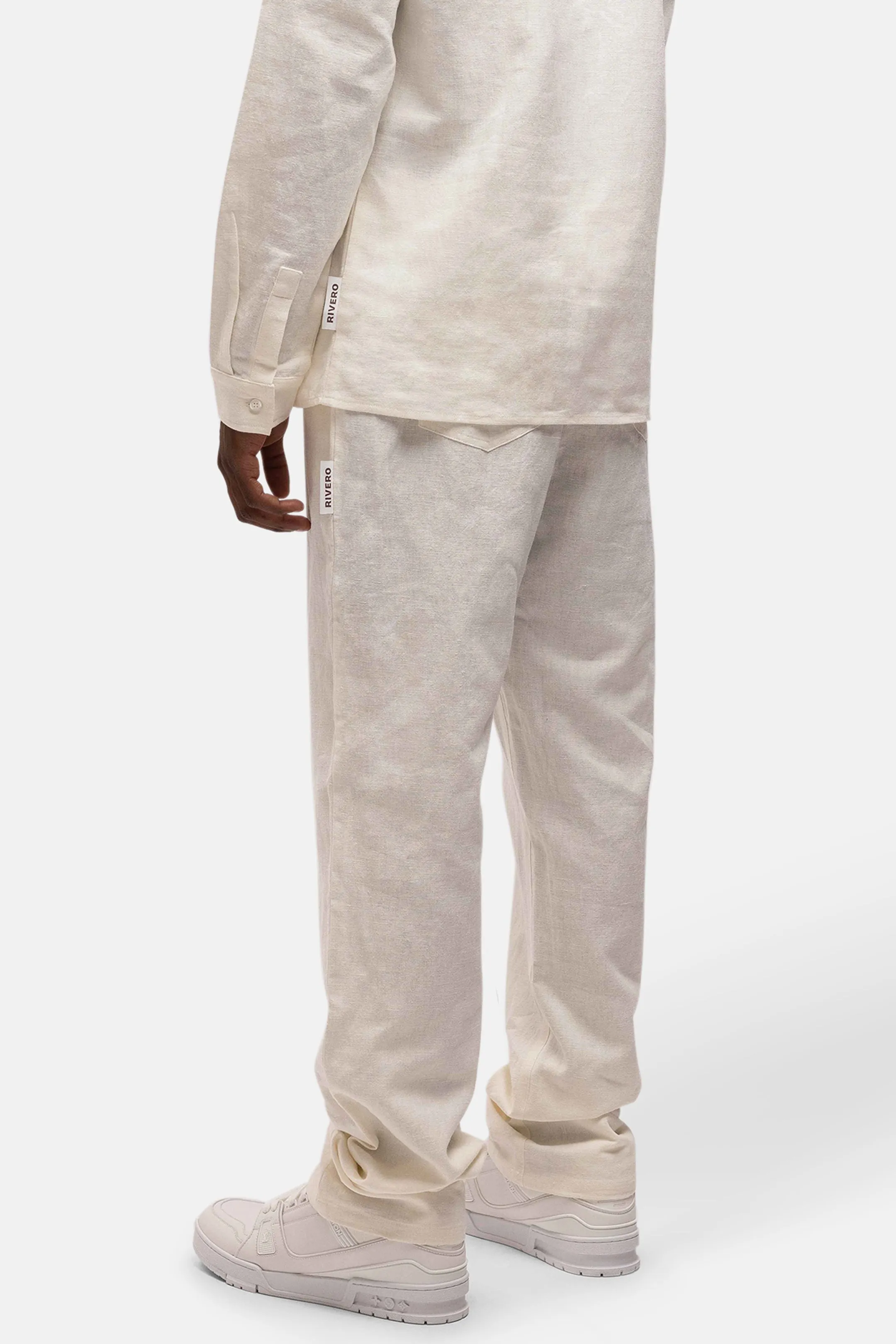 LINEN STRAIGHT LEG PANTS WHITE