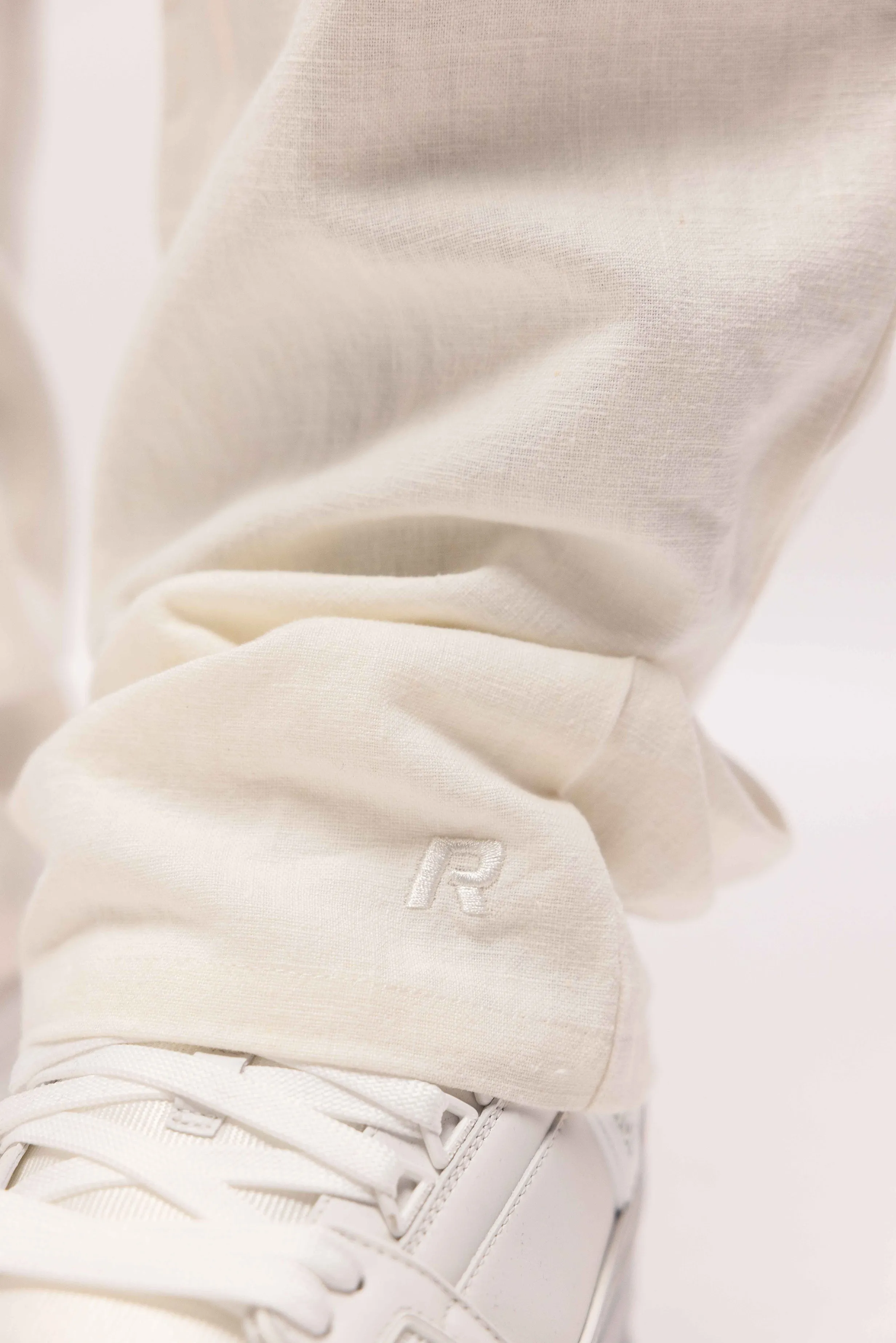 LINEN STRAIGHT LEG PANTS WHITE