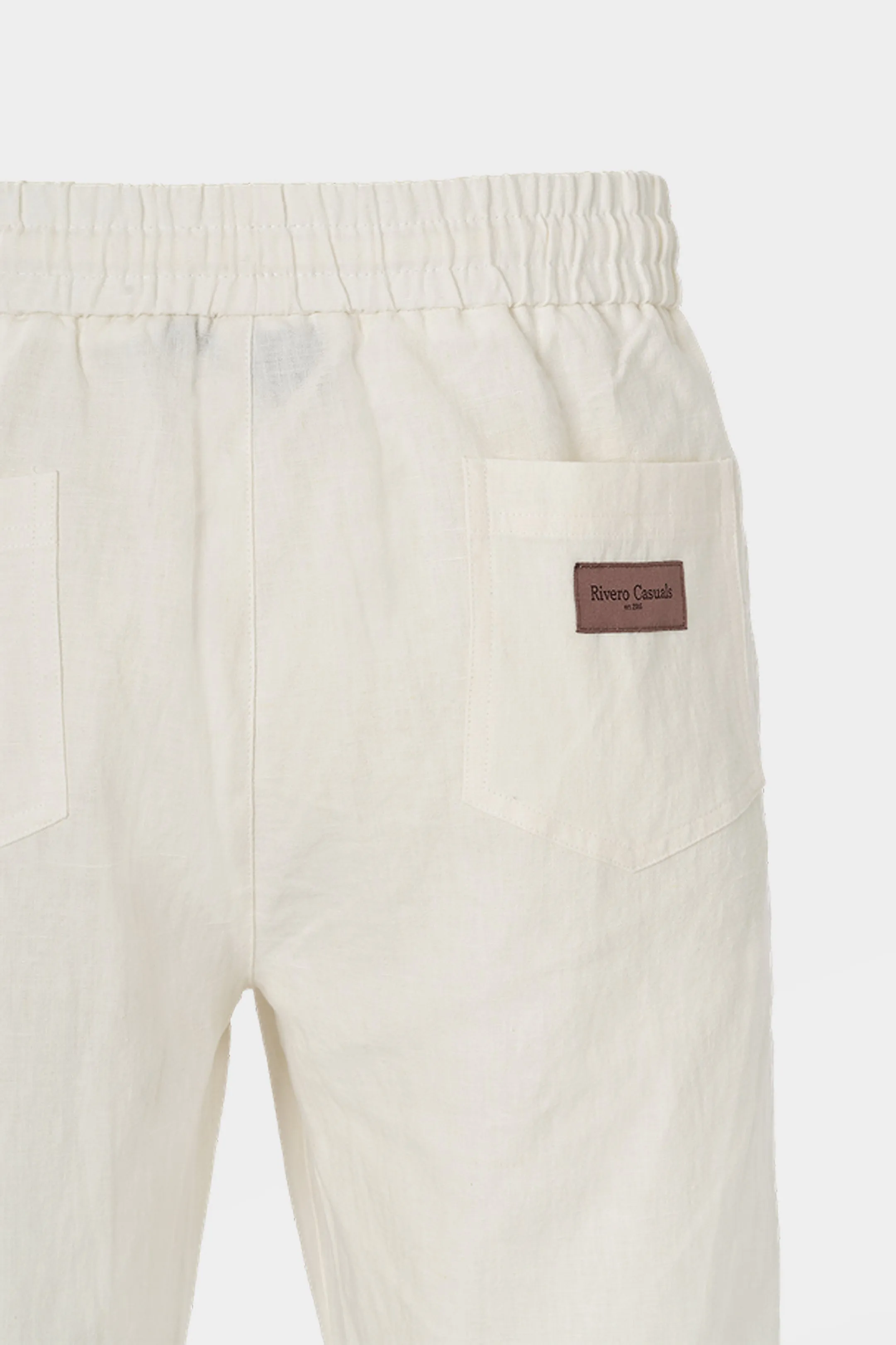 LINEN STRAIGHT LEG PANTS WHITE