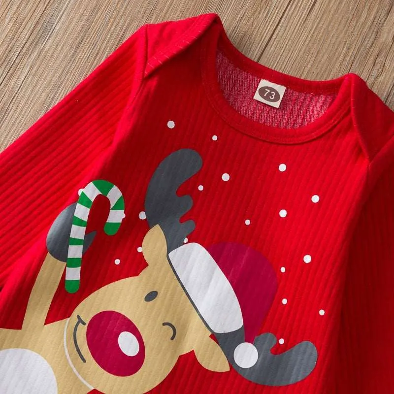 Little Gigglers World Christmas three-piece long-sleeved Bodysuit Pajamas