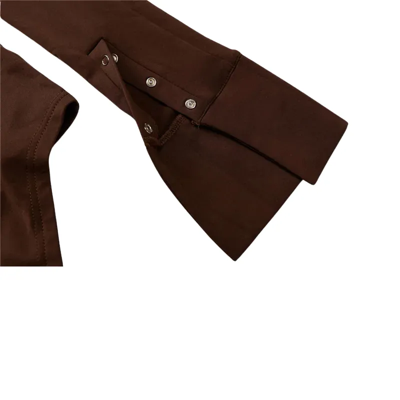 Long Sleeve Buttons Contrast Collar Flare Sleeve Bodysuit