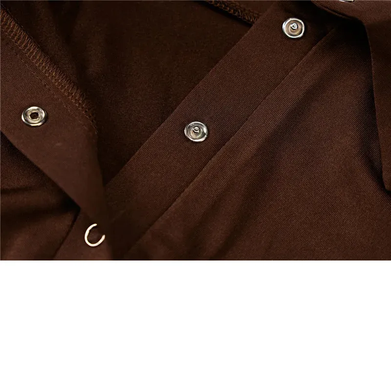 Long Sleeve Buttons Contrast Collar Flare Sleeve Bodysuit