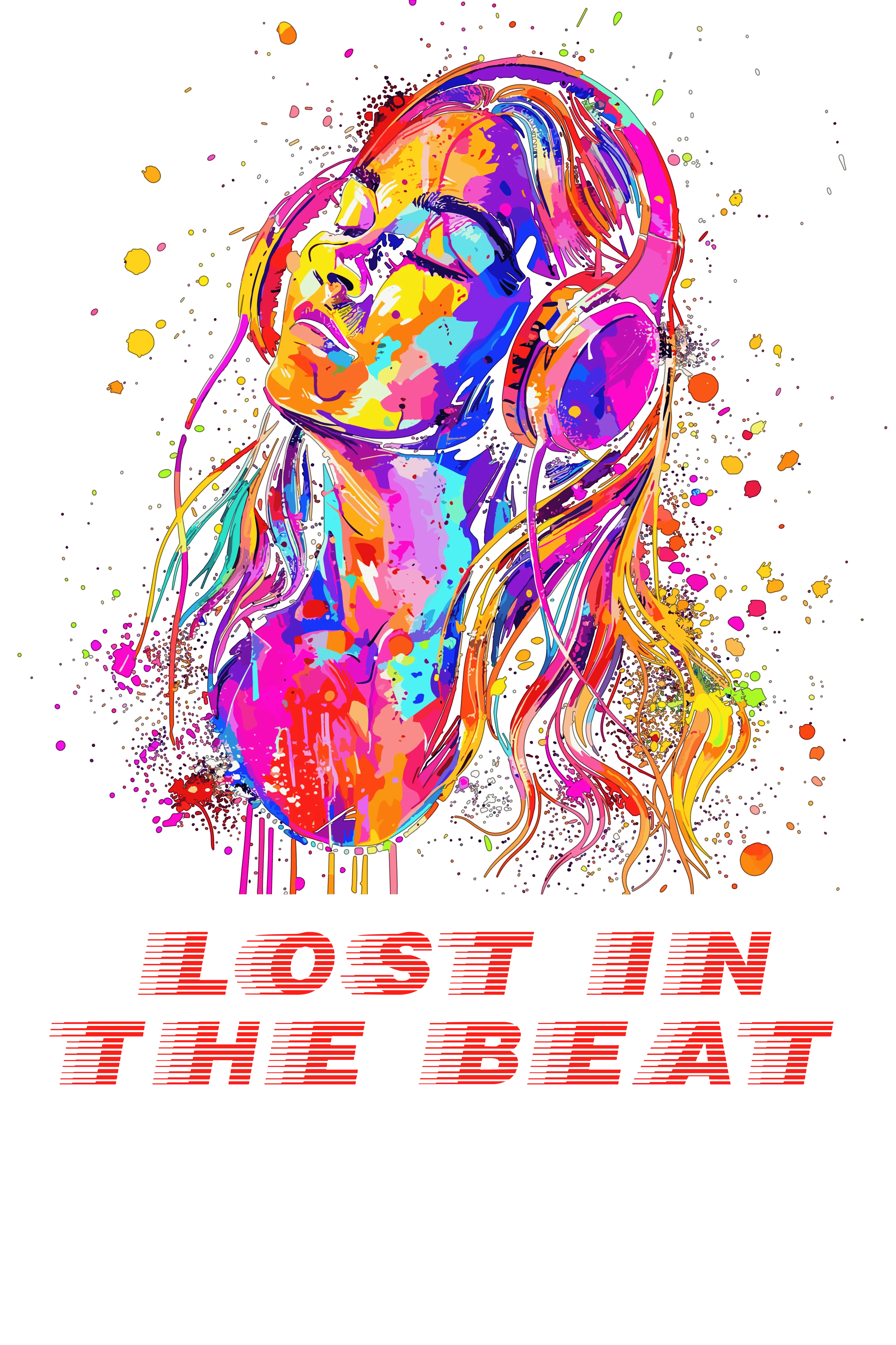 Lost in the Beat Artistic Design Women's Oversized Cotton T-Shirt