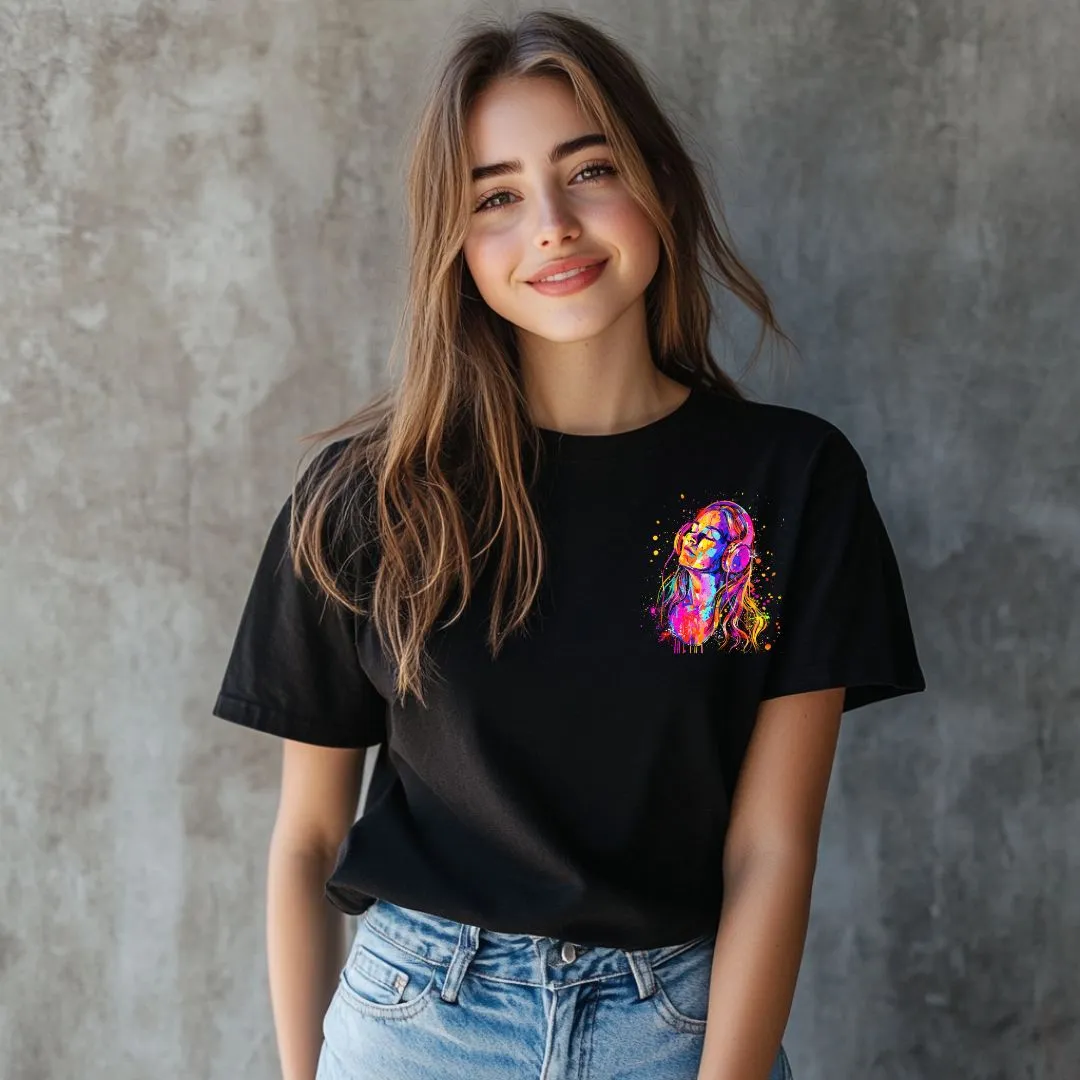 Lost in the Beat Artistic Design Women's Oversized Cotton T-Shirt