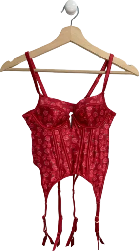 Lounge Red KAIA Floral Bodysuit with Suspenders XS, M