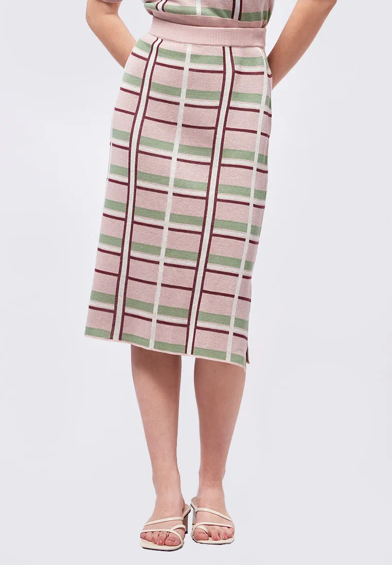Madras Plaid Skirt with Side Slit
