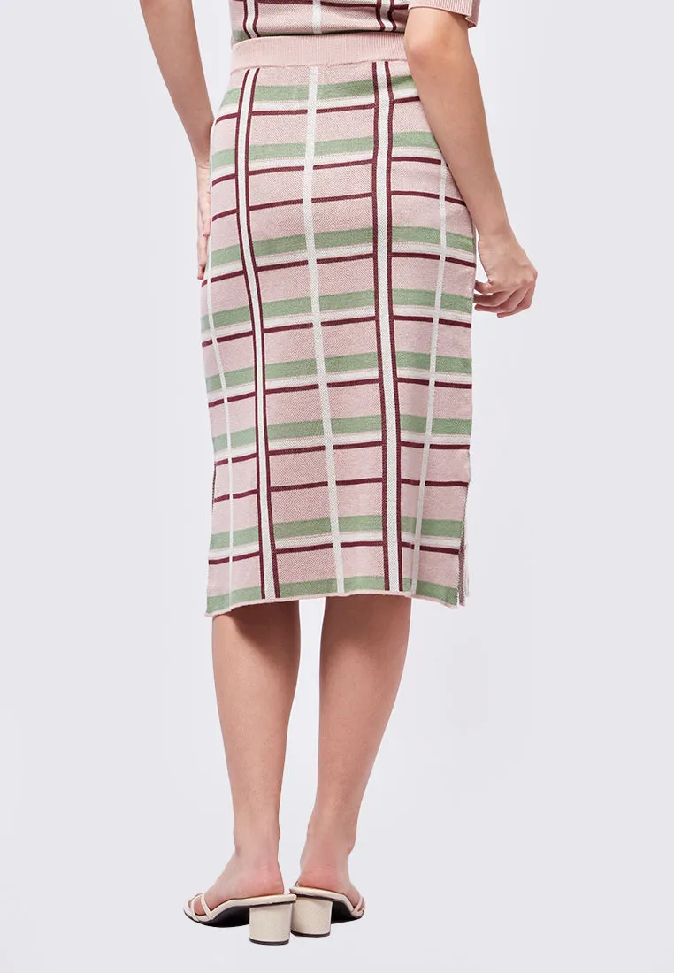Madras Plaid Skirt with Side Slit