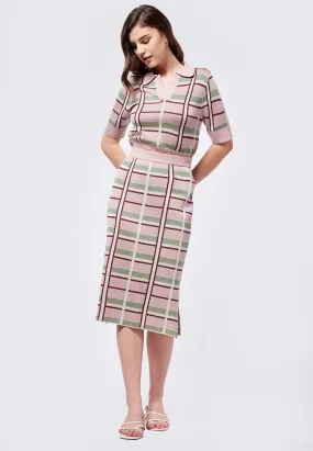Madras Plaid Skirt with Side Slit