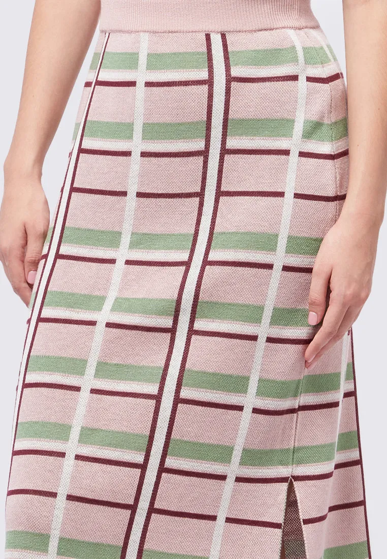 Madras Plaid Skirt with Side Slit