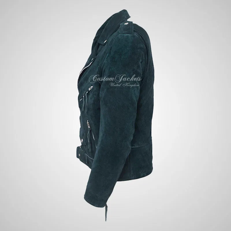 MARLON BRANDO Mens Suede Biker Jacket Suede Leather Jacket