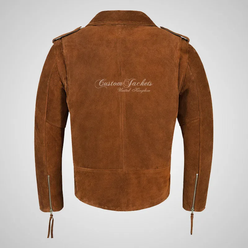 MARLON BRANDO Mens Suede Biker Jacket Suede Leather Jacket