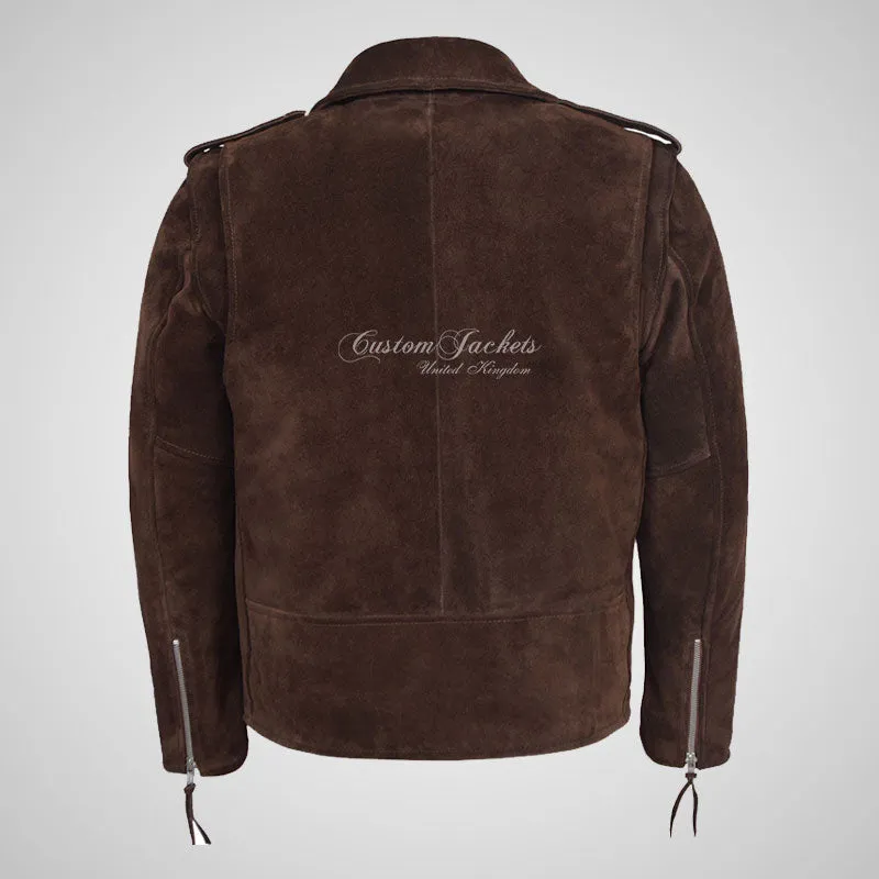 MARLON BRANDO Mens Suede Biker Jacket Suede Leather Jacket