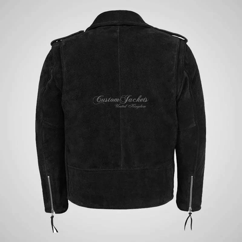 MARLON BRANDO Mens Suede Biker Jacket Suede Leather Jacket