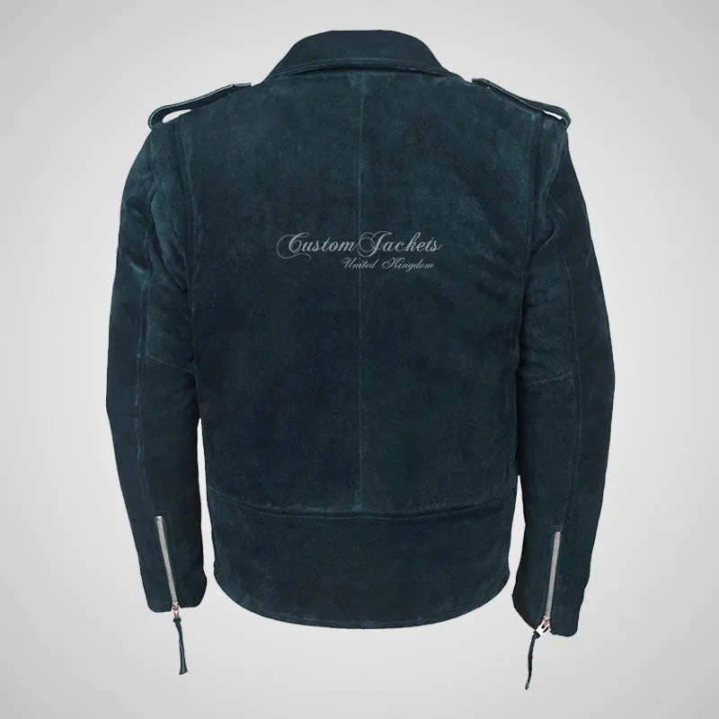 MARLON BRANDO Mens Suede Biker Jacket Suede Leather Jacket