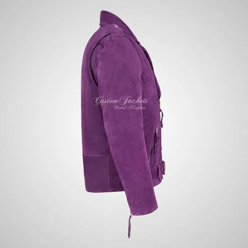 MARLON BRANDO Mens Suede Biker Jacket Suede Leather Jacket