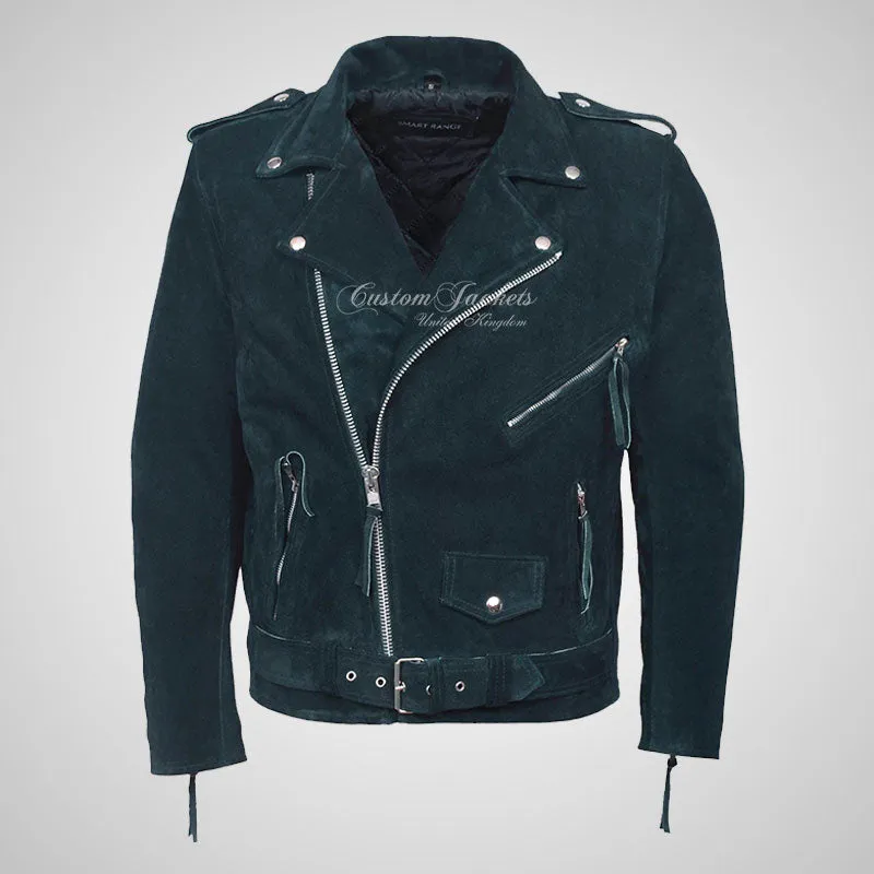 MARLON BRANDO Mens Suede Biker Jacket Suede Leather Jacket