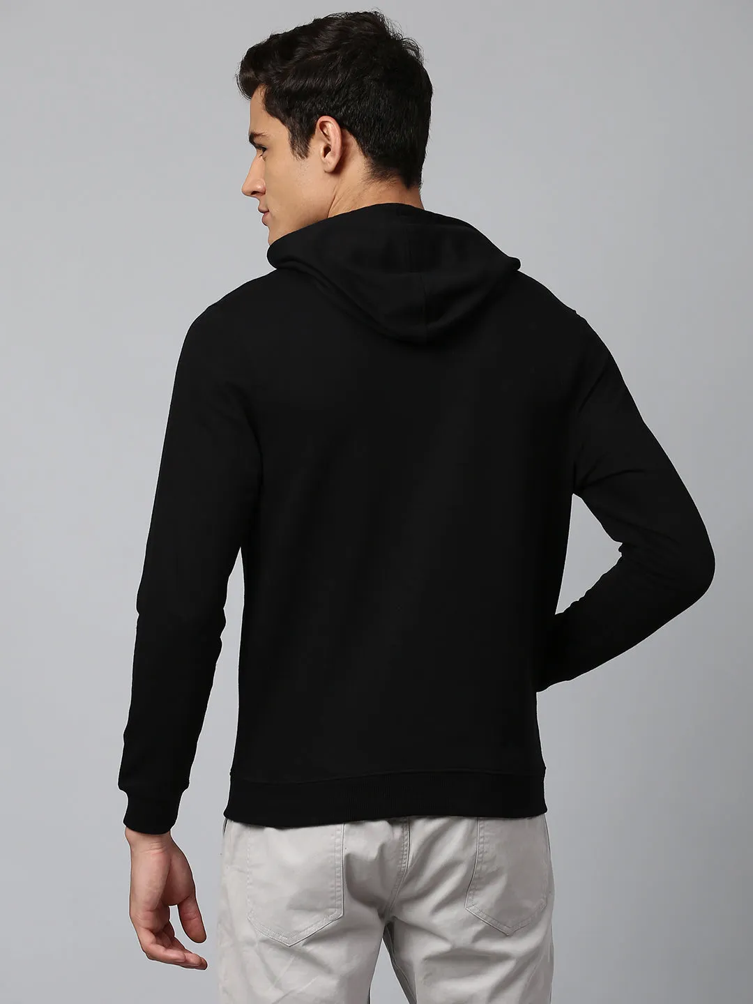 Men's Black Regular Fit Winterwear Hoodie
