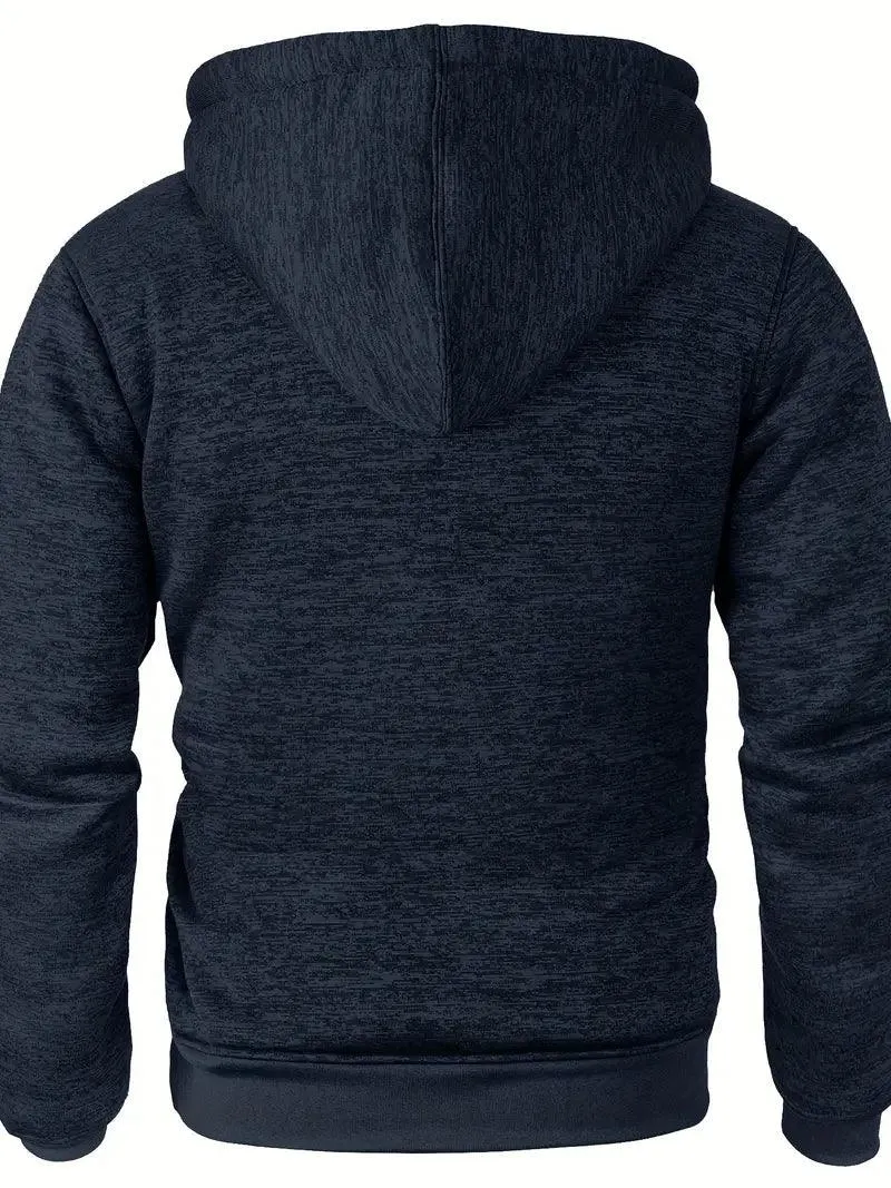 Men's Solid Color Full Zipper Outwear Hoodie-ZPK005323