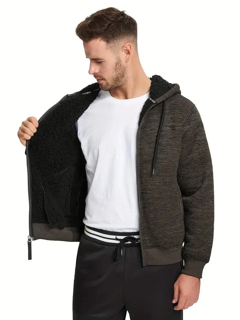 Men's Solid Color Full Zipper Outwear Hoodie-ZPK005323