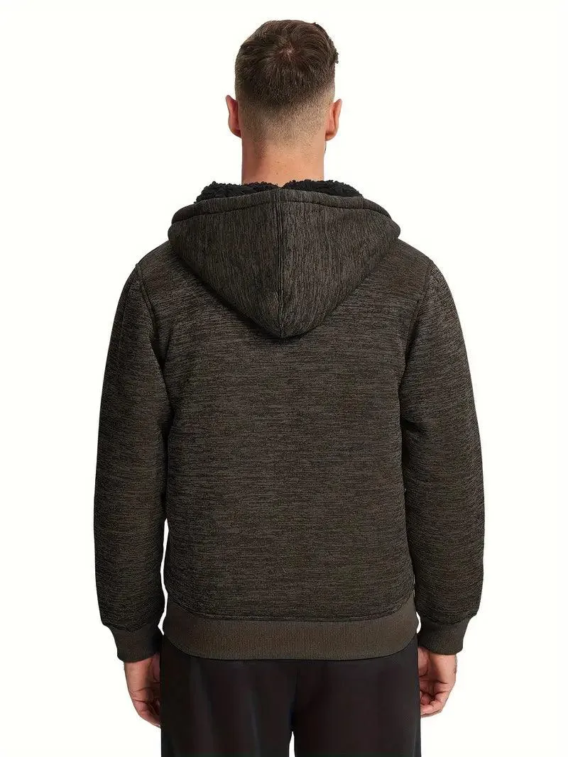 Men's Solid Color Full Zipper Outwear Hoodie-ZPK005323