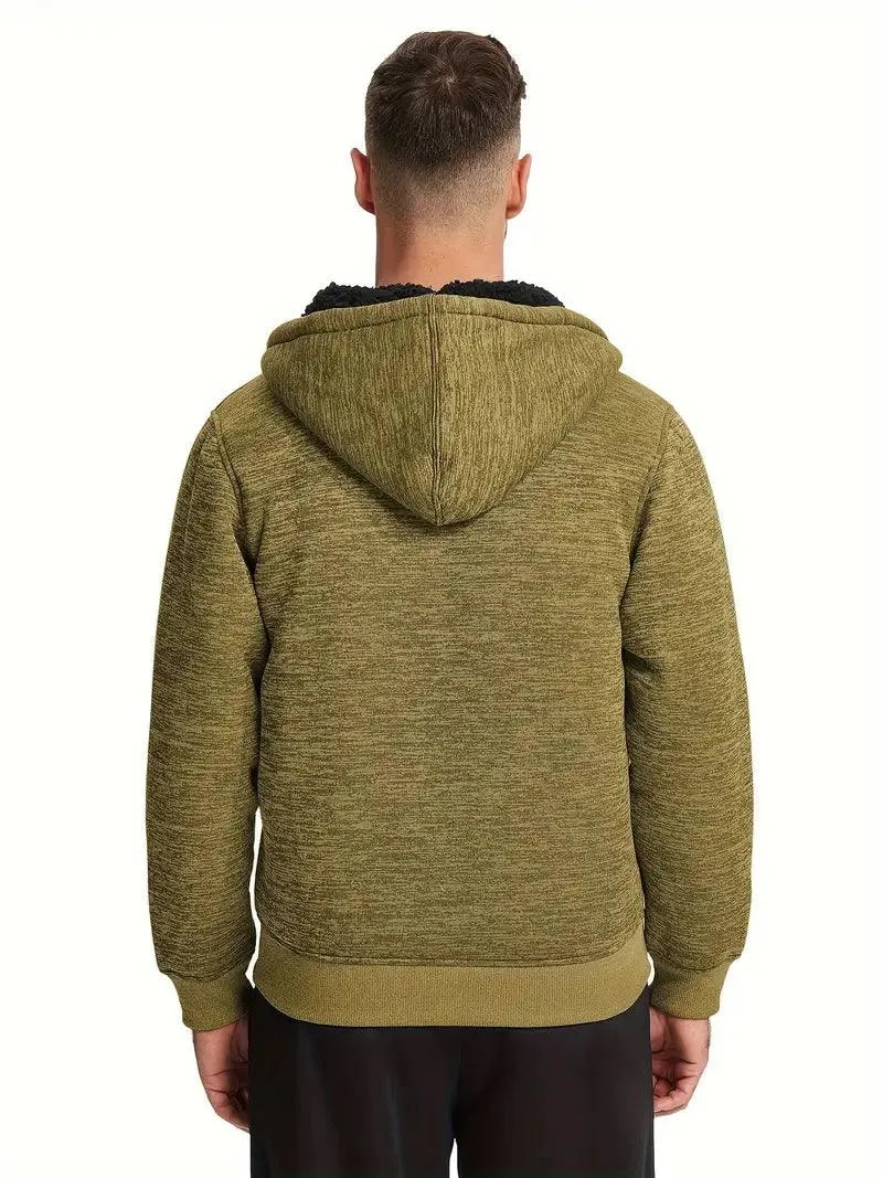 Men's Solid Color Full Zipper Outwear Hoodie-ZPK005323
