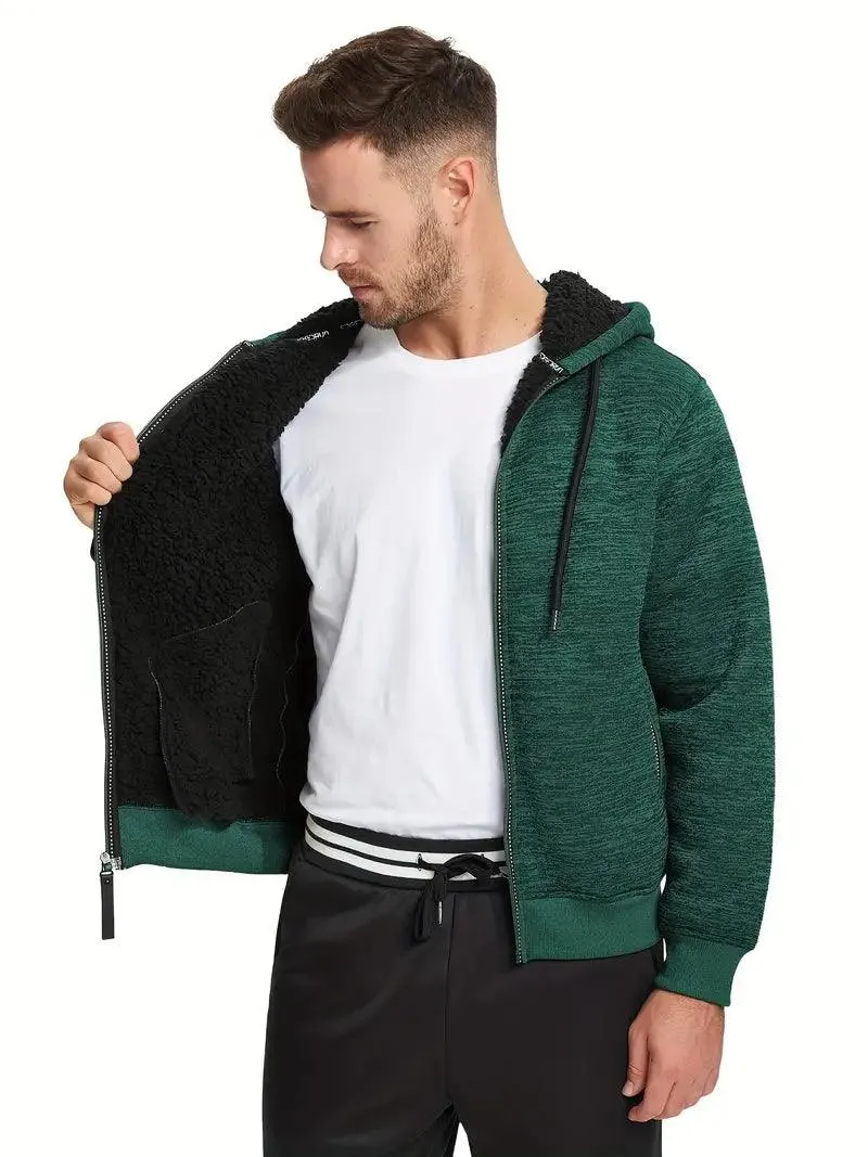 Men's Solid Color Full Zipper Outwear Hoodie-ZPK005323