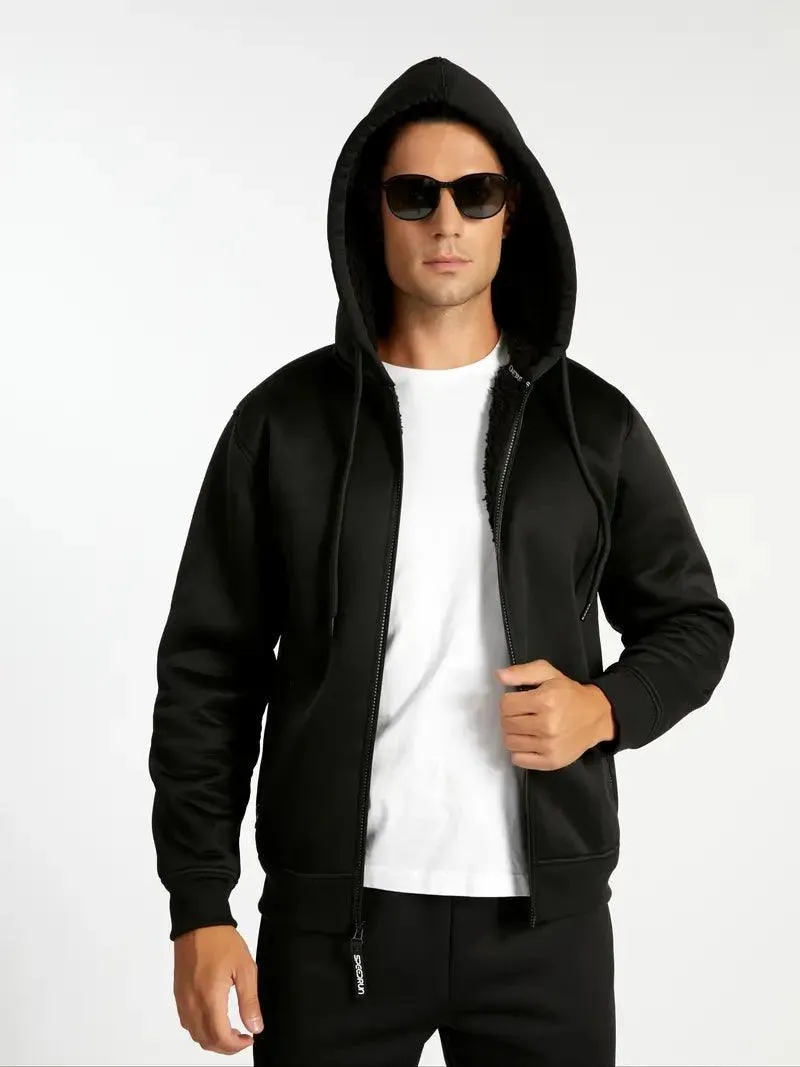 Men's Solid Color Full Zipper Outwear Hoodie-ZPK005323