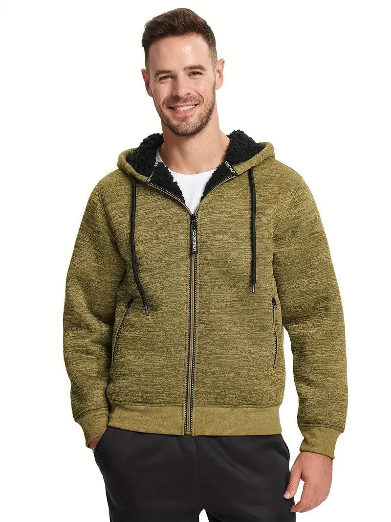 Men's Solid Color Full Zipper Outwear Hoodie-ZPK005323