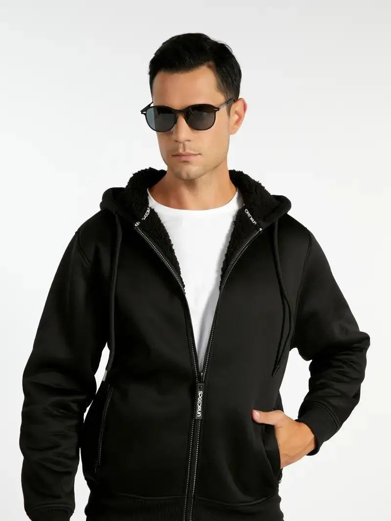Men's Solid Color Full Zipper Outwear Hoodie-ZPK005323