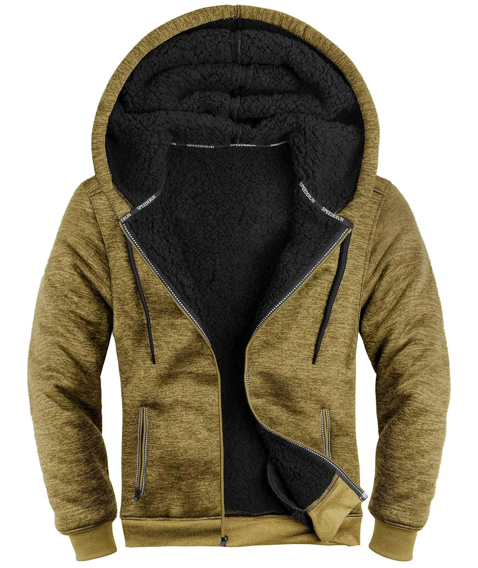 Men's Solid Color Full Zipper Outwear Hoodie-ZPK005323