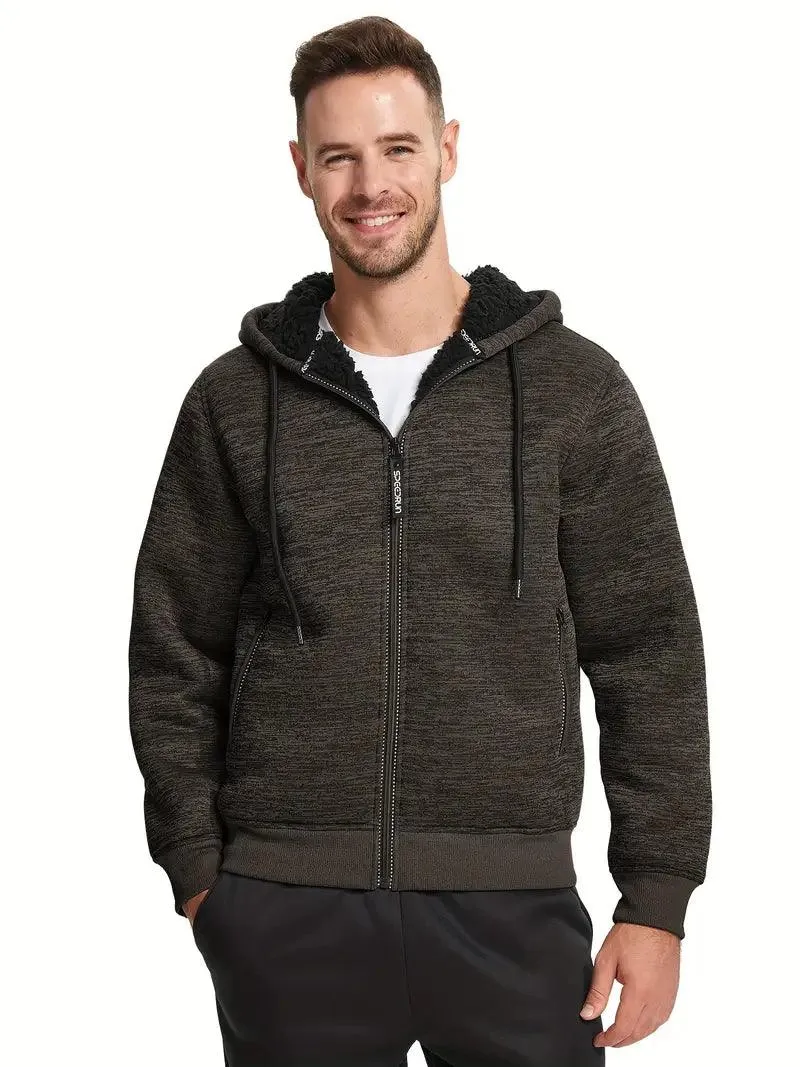 Men's Solid Color Full Zipper Outwear Hoodie-ZPK005323