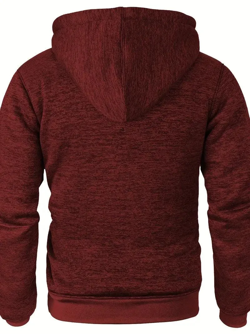 Men's Solid Color Full Zipper Outwear Hoodie-ZPK005323
