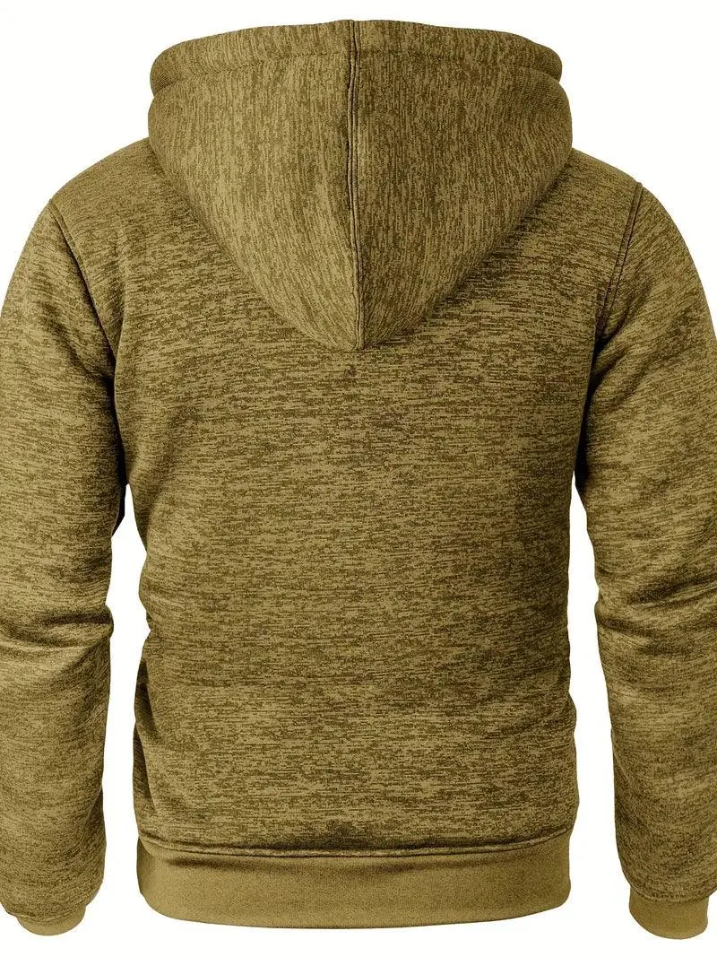 Men's Solid Color Full Zipper Outwear Hoodie-ZPK005323