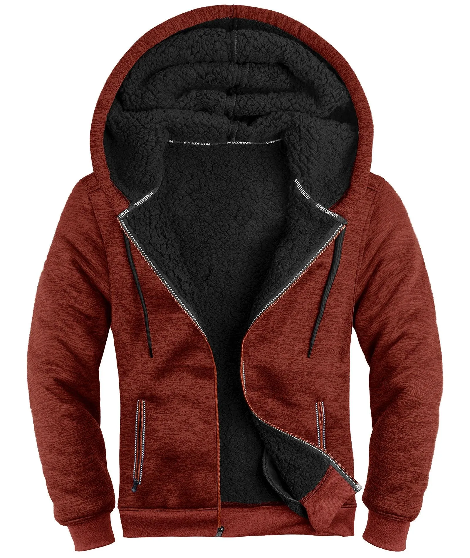 Men's Solid Color Full Zipper Outwear Hoodie-ZPK005323