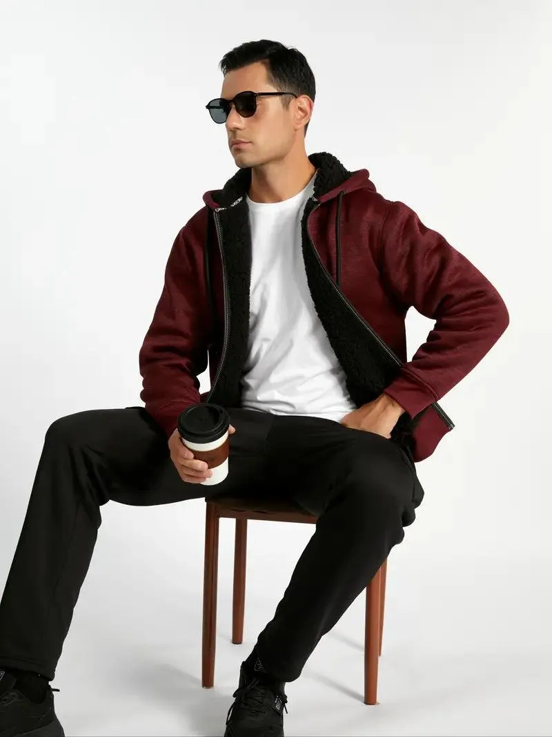 Men's Solid Color Full Zipper Outwear Hoodie-ZPK005323