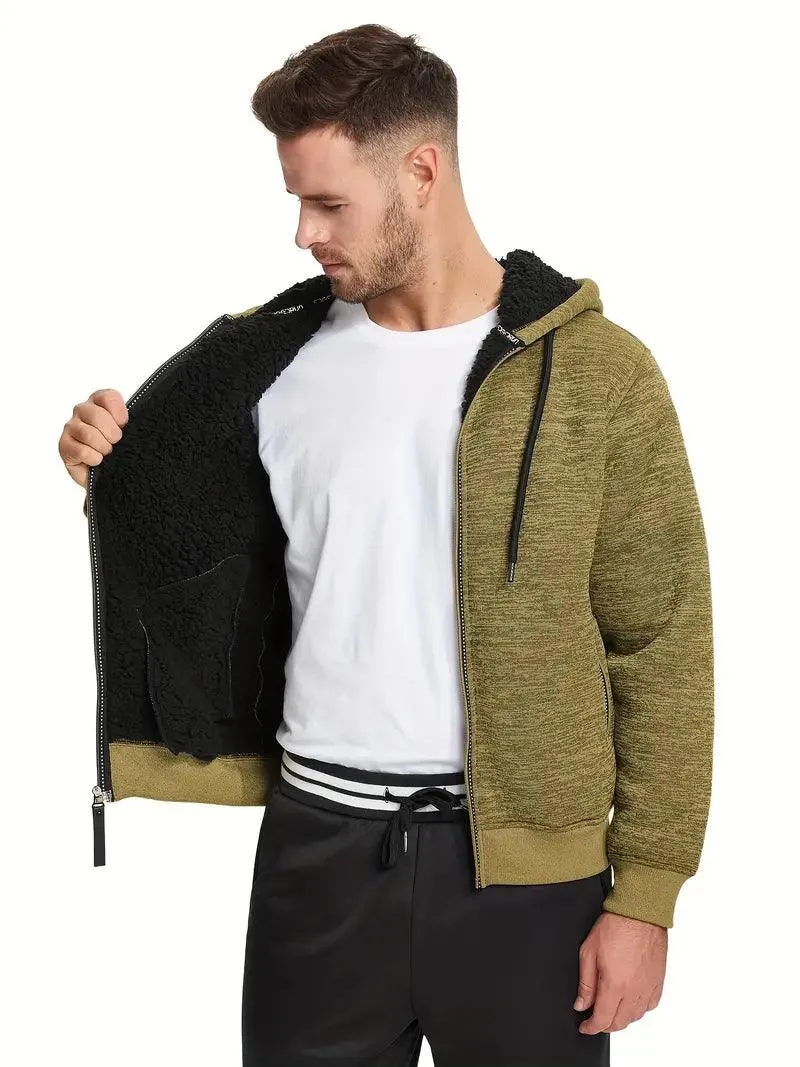 Men's Solid Color Full Zipper Outwear Hoodie-ZPK005323
