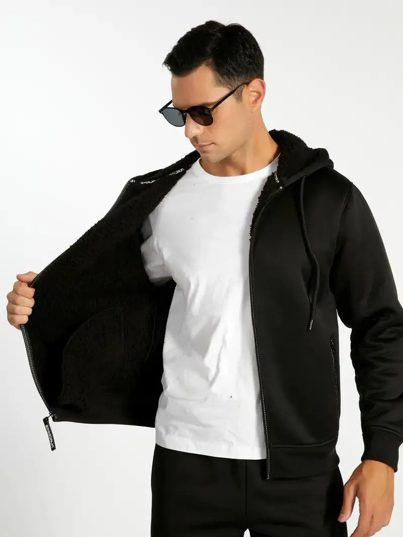Men's Solid Color Full Zipper Outwear Hoodie-ZPK005323