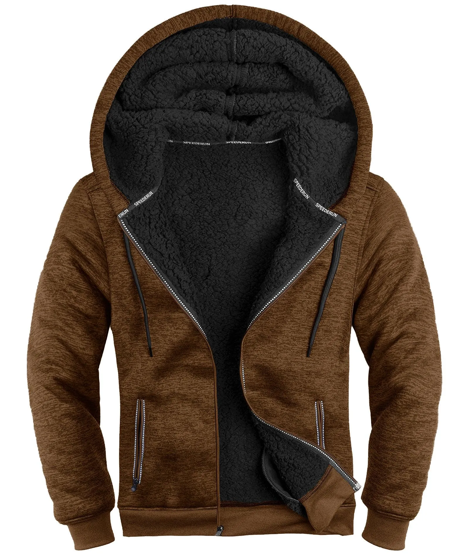 Men's Solid Color Full Zipper Outwear Hoodie-ZPK005323