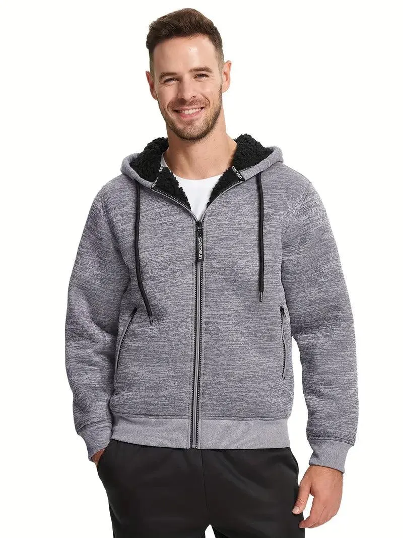 Men's Solid Color Full Zipper Outwear Hoodie-ZPK005323