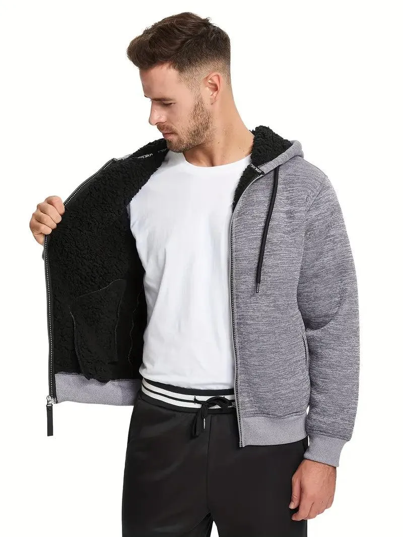 Men's Solid Color Full Zipper Outwear Hoodie-ZPK005323